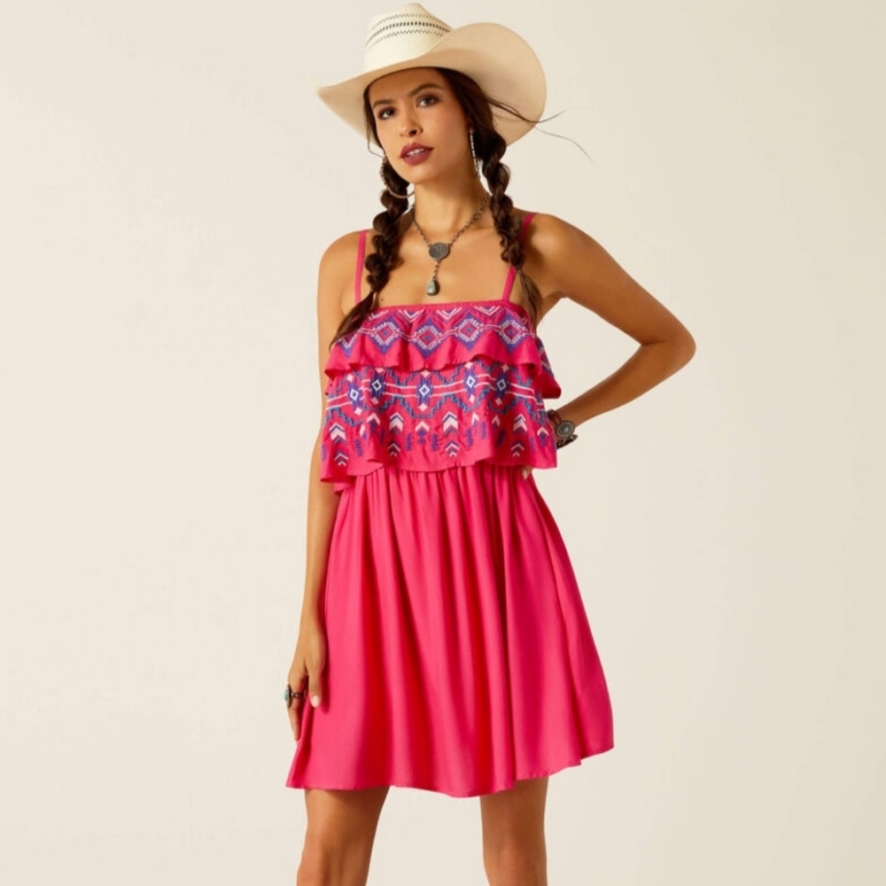 Ariat Malena Pink Peacock Western Dress